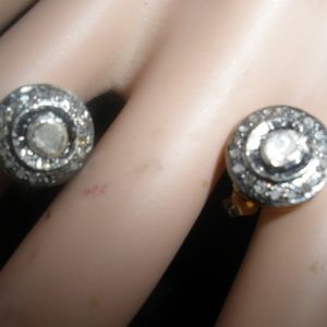 GENUINE 1/2CT ROSE CUT DIAMOND 14K STUD EARRINGS